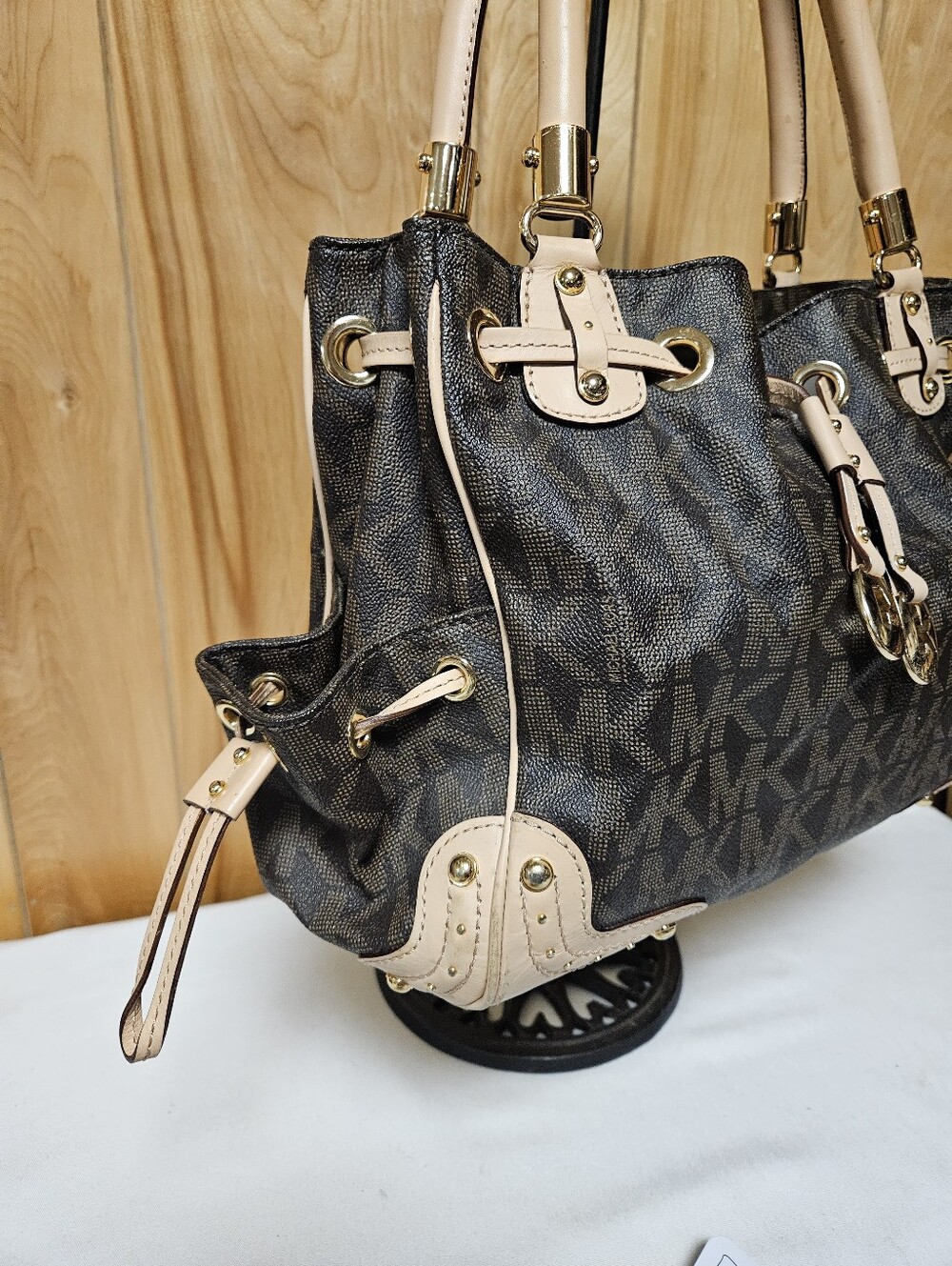 Vintage Michael Kors Signature Drawstring Bag Vintage Satchel - Picture 7 of 16